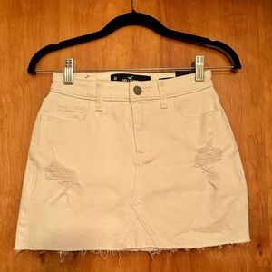 NWT Hollister White High Rise Destroyed Denim Mini Skirt